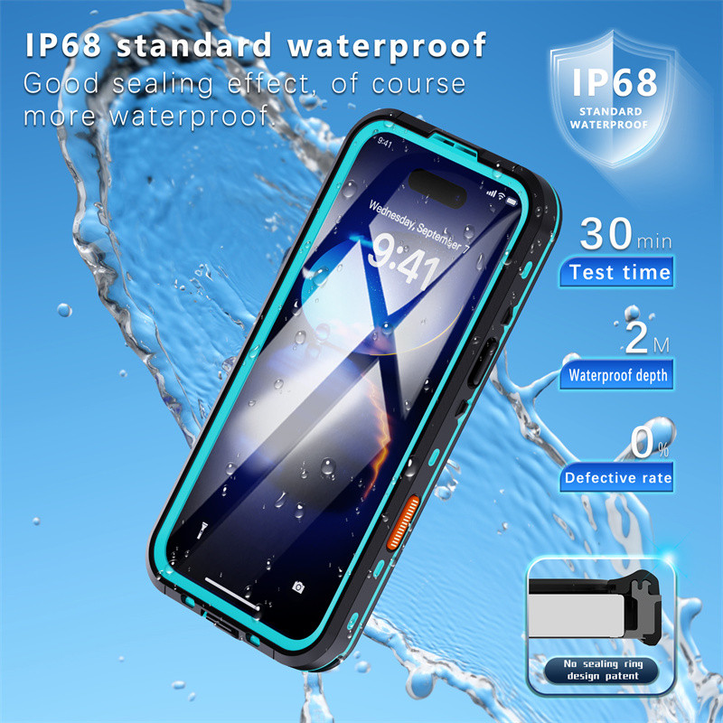 IP68 Waterproof 360 Full Protection Cover Compatible For iphone 16 15 Plus 14 13 Pro 16 Max Swimming Outdoor Underwater Diving Case Magnetic Casing