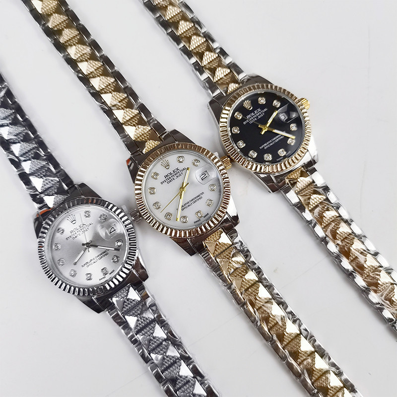 Rolex ใหม่ร้อนขายบันทึกสุภาพสตรีนาฬิกาควอตซ์เพชรชุดสแตนเลสวงสร้อยข้อมือธุรกิจ