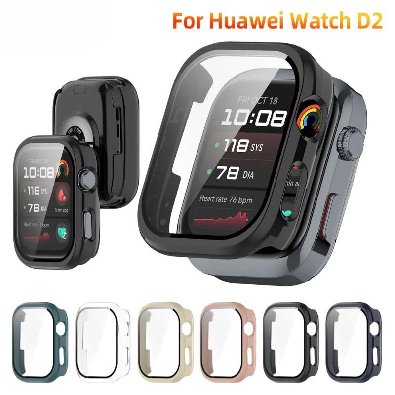 Huawei WatchD WatchD2 2 in 1 Full Cover Hard PC + ฟิล์มกระจกนิรภัยนาฬิกาสําหรับ Huawei Watch D D2 Anti-Fingerprints สมาร์ทวอท์ชกันชนป้องกันหน้าจอ
