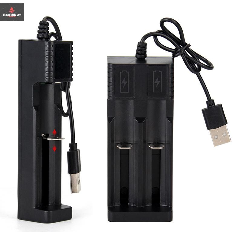 Cod 1/2 Slots Smart 18650 Charger Lithium Charger Universal USB Chargering สําหรับชาร์จ Li-Ion Charger ใหม่