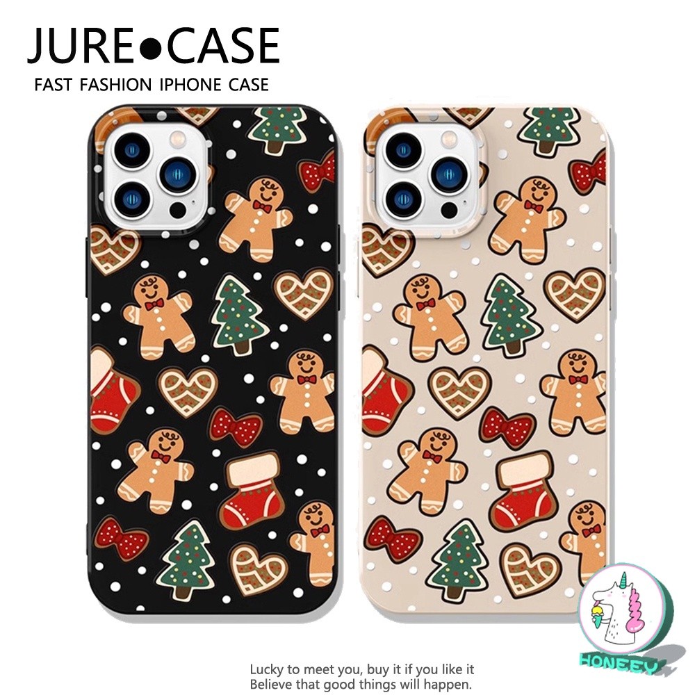 การ์ตูน Gingerbread Man เคสโทรศัพท์คริสต์มาสสําหรับ Iphone 11 15 16 Pro Max 16plus 12 14 13 Pro Max XS XR 7 8 Plus น่ารักสกปรกกันกระแทกนุ่ม TPU โทรศัพท์ฝาหลัง