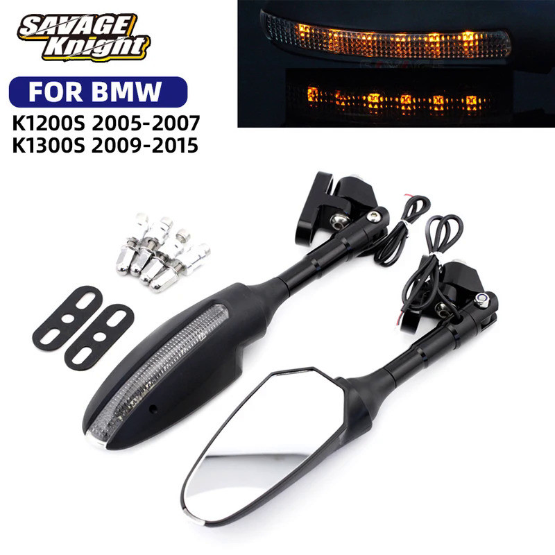 Mo  New For BMW K1200S K1300S Rearview Mirrors LED Turn Signals Light K 1200S K1 300S Motorcycle Acc