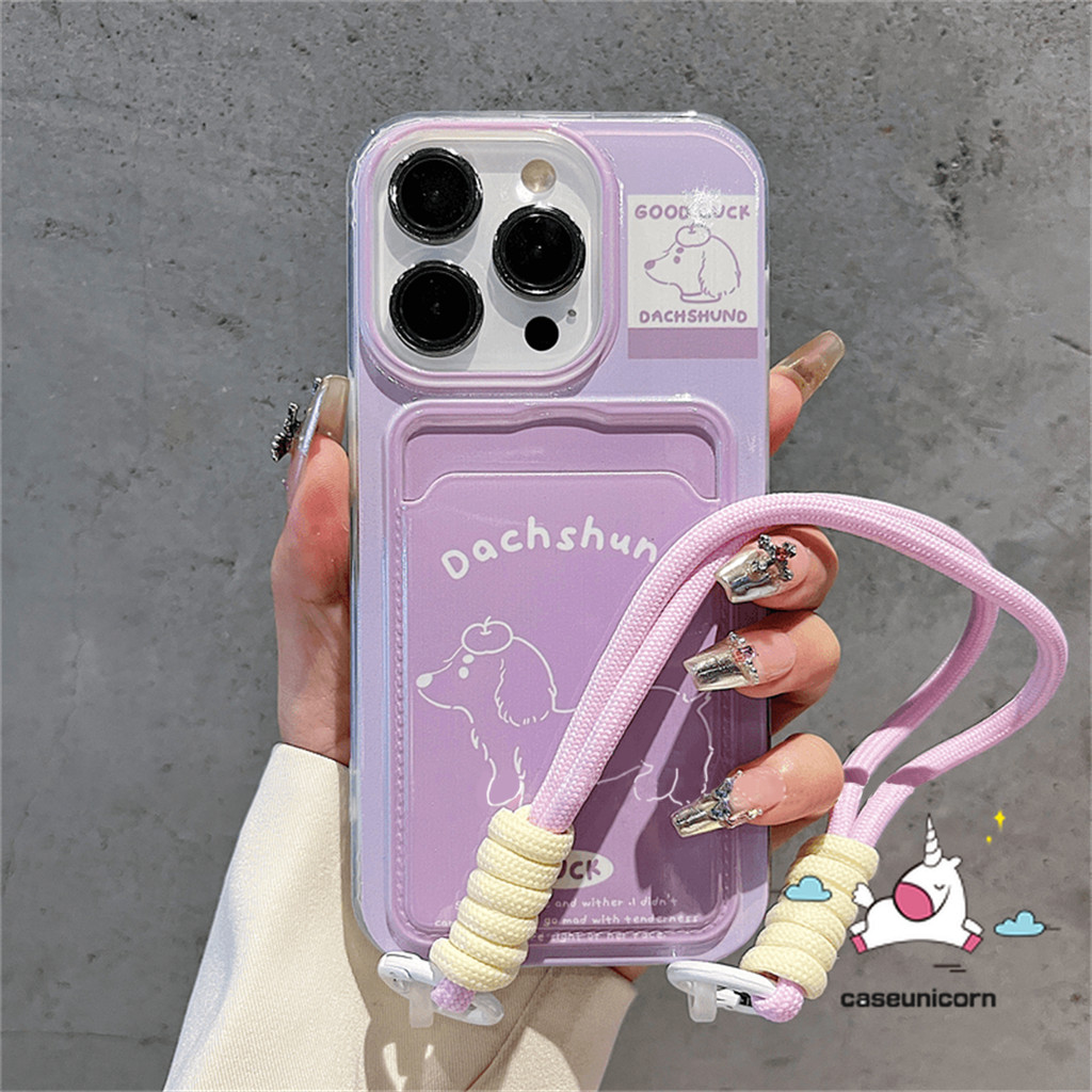 Simple Line ภาพวาดลูกสุนัขการ์ตูนน่ารักสุนัขสําหรับ IPhone 15 12 11 16 13 14 Pro Max XR 7Plus X 16 8 6s 7 15 6 Plus XS Max SE 2020 กระเป๋าสตางค์ช่องใส่การ์ด Soft Case