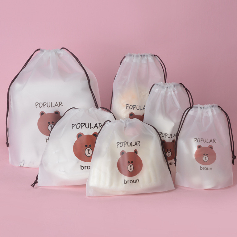 🐻สินค้าพร้อมส่ง ถุงรูดพลาสติกลายหมี1ใบ ถุงพลาสติกหูรูด ถุงใส่ของ ถุงเก็บของ ถุงจัดระเบียบ กระเป๋าหูรูด ถุงกันน้ำ