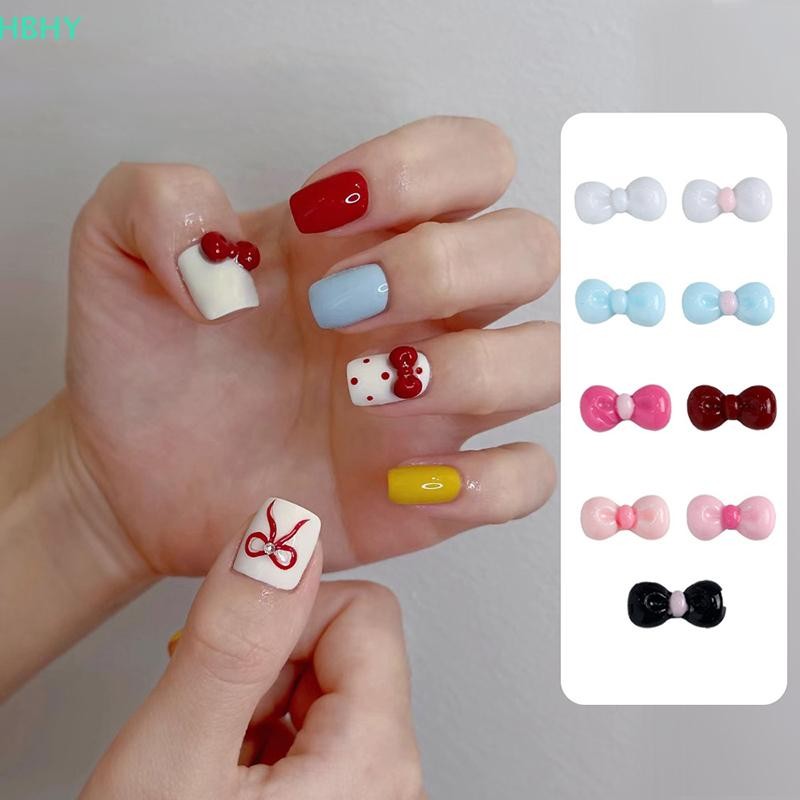 HB 10 ชิ้นน่ารัก Macaroon ตกแต่งเล็บเพชร Stereoscopic เล็บ Salon เล็บ Paing DIY เล็บเล็บ Salon HY