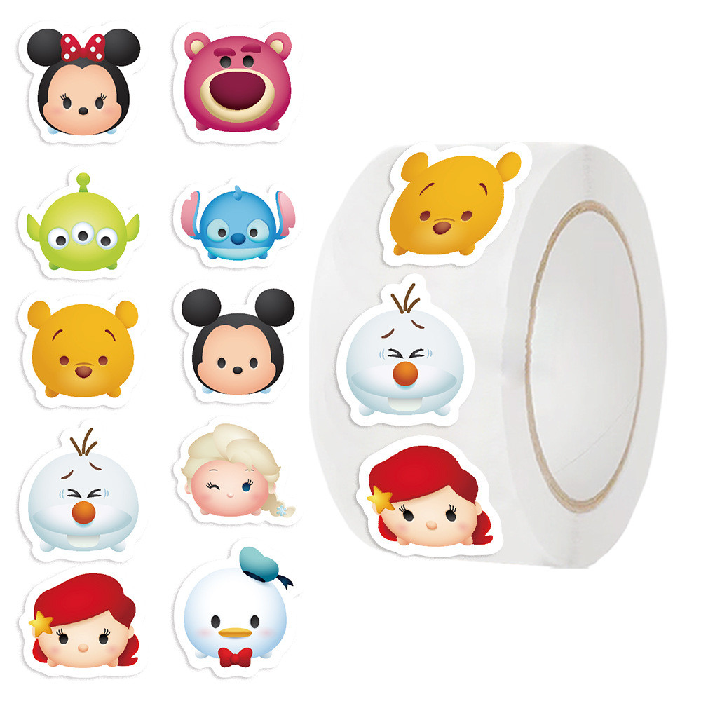500 ชิ้น 10 ภาพ Disney Tsum Tsum สติ๊กเกอร์การ์ตูนม้วน/สติ๊กเกอร์เทป