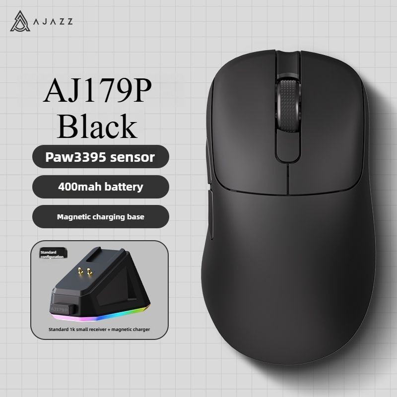 AJJAZZ AJ179P E-sports เมาส์เกมไร้สาย PAW3395 8000HZ พร้อมที่นั่งสําหรับคีย์บอร์ด PC Gamer อุปกรณ์เส