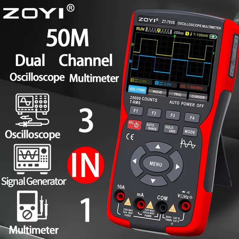 ZOYI ZT703S Digital Oscilloscope Multimeter Transistor Tester 50MHz Bandwidth 280MS Sampling Rate Su