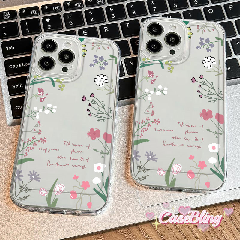 เคสสำหรับ iPhone 11 12 13 14 15 16 Pro Max Flowers เคสโทรศัพท์สำหรับ iPhone X XR Xs Max 6 8 7 Plus ฝาครอบใส Colorful Ins
