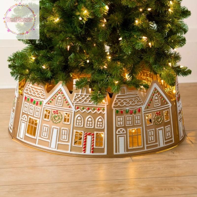 Redflower Ligg Gingerbread House ปลอกคอต้นคริสต์มาส LED กระโปรงต้นคริสต์มาสสําหรับครอบครัว Christmas Party, LED กระโปรงต้นคริสต์มาส TH