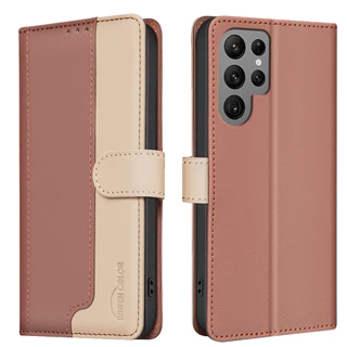 เคส Case for Samsung Galaxy S26 Ultra S25 Edge S24 S23 FE S22 S21 Plus S21+ S22+ S23+ S24+ S25+ S26+ 5G เคสโทรศัพท์หนังฝาพับพร้อมช่องใส่บัตรสําหรับ Splice Color PU Faux Leather Flip Cover Magnetic Wallet With Card Slots Soft TPU Shell ซองมือถือ BF33