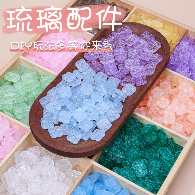 ลายดอกไม้แก้วอุปกรณ์เสริมผ่านรูสไตล์รวยแฮนด์เมด DIY สร้อยคอจี้เครื่องประดับลูกปัดหลักสร้อยข้อมือลูกป