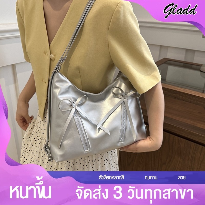 【 มาถึงภายใน 3 วัน】กระเป๋าเป้สะพายหลัง กระเป๋าสะพายไหล่ ทรงโท้ท ประดับโบว์ ขนาดใหญ่ จุของได้เยอะ แฟชั่นอินเทรนด์