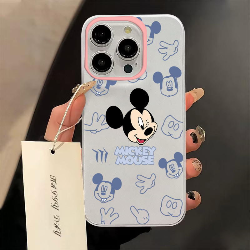 บลูมิกกี้iPhone 15 14 13เคไอโฟน11 12 ProMax 7 8Plus X XSMax XRโชคดีเคสโทรศัพท์มือถืออะคริลิคใสกันกระแท