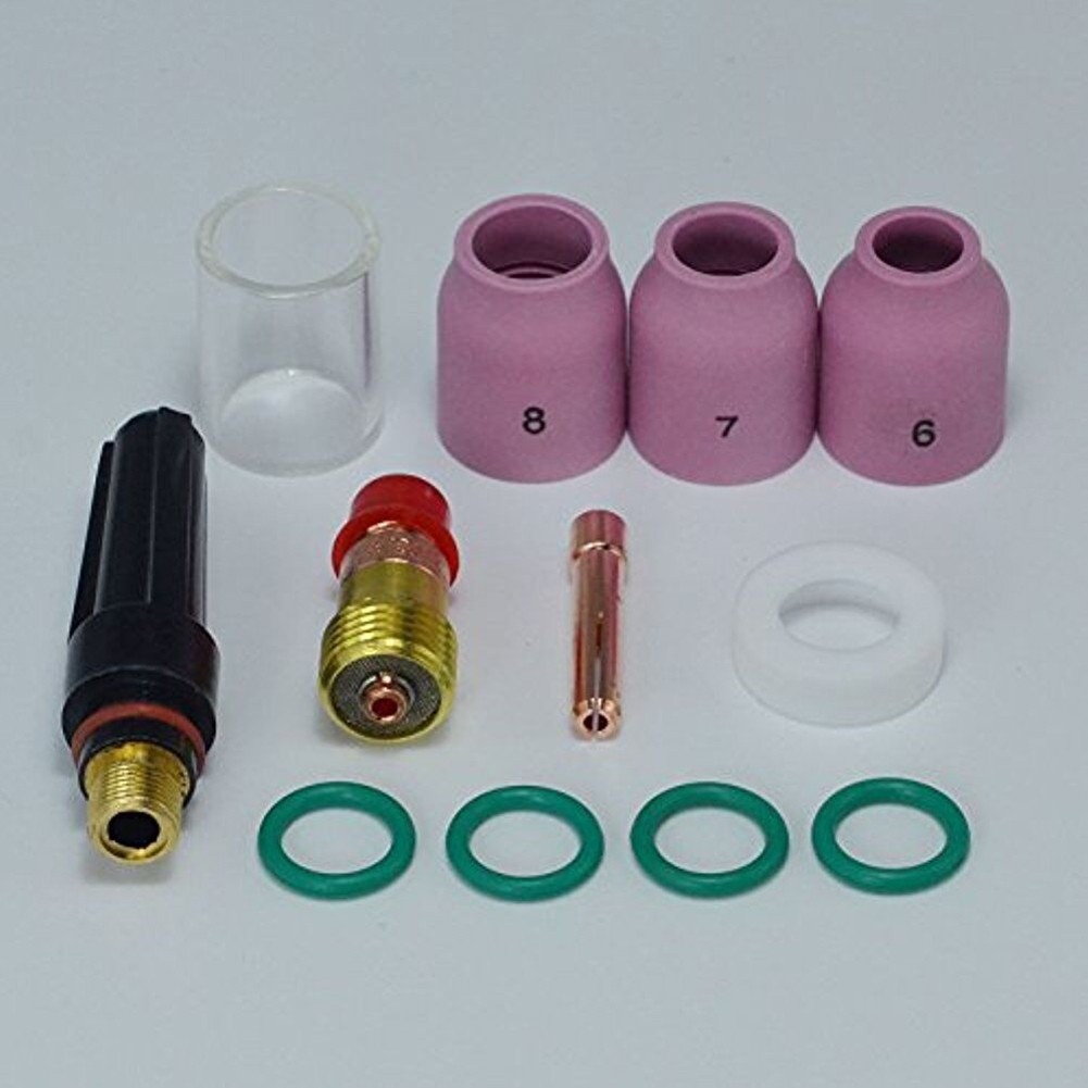 [LSAR] เลนส์แก๊ส TIG Stubby 12 ชิ้น 17GL332 3/32" 10 ถ้วยอลูมิเนียมหัวฉีดชุด Fit DB SR WP