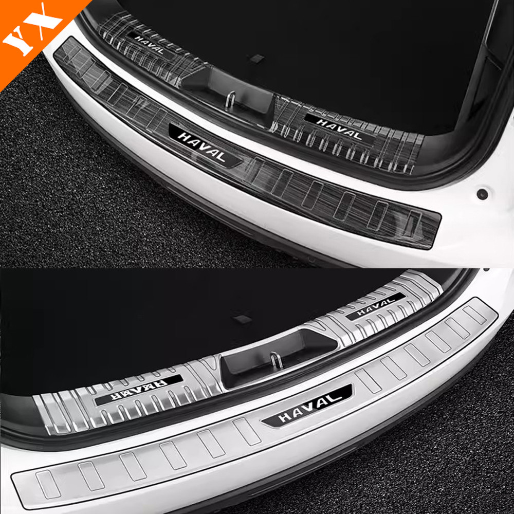 สําหรับ GWM haval h6 2021-2023 อุปกรณ์เสริมสแตนเลสสีดําเงิน Trim รถด้านหลัง Trunk Protector แผ่น Anti Hit/ฝุ่น sill ฝาครอบ