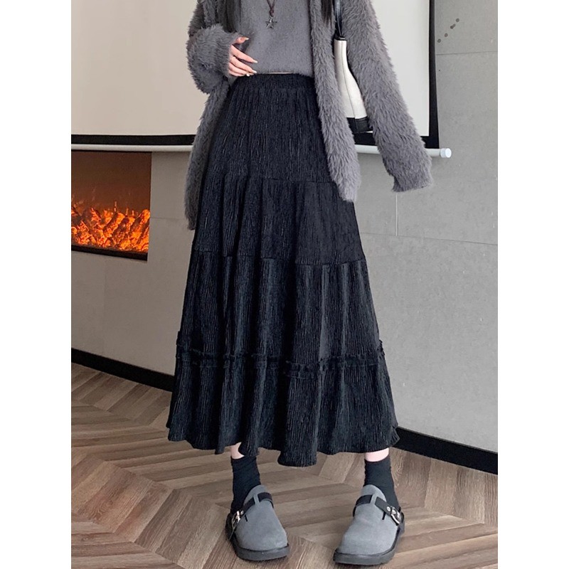 (ส่งจากไทย)กระโปรงยาวลูกไม้ลายฉลุ กระโปรงยาวสีพื้น แต่งลูกไม้ งานเกาหลี คิวส์สุดๆ(มีซับในค่ะ) - รูปที่ 6