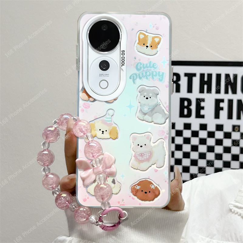 เคส Vivo V40 Y200 5G เคส Vivo V40 Pro เคสกันกระแทกน่ารักแมวสุนัขสัตว์ ins สไตล์กันกระแทกด้านฮาร์ดโทรศัพท์เคสชุบปุ่มโทรศัพท์สําหรับเด็กผู้หญิงนักเรียนผู้หญิง