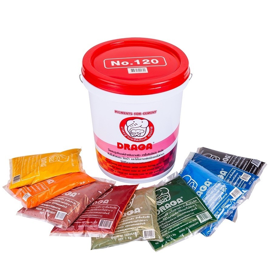 สีฝุ่น DRAGA **ถุง 100 กรัม** แม่สีฝุ่นผสมปูนซีเมนต์คุณภาพสูง ฝุ่นสีแดง เหลือง ดำ น้ำเงิน เขียว bonus