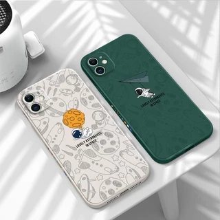 เคส iPhone 16 15 สีพื้น iPhone 11 13 12 15 ภาพประกอบอวกาศ เคสโทรศัพท์นักบินอวกาศ XTKR