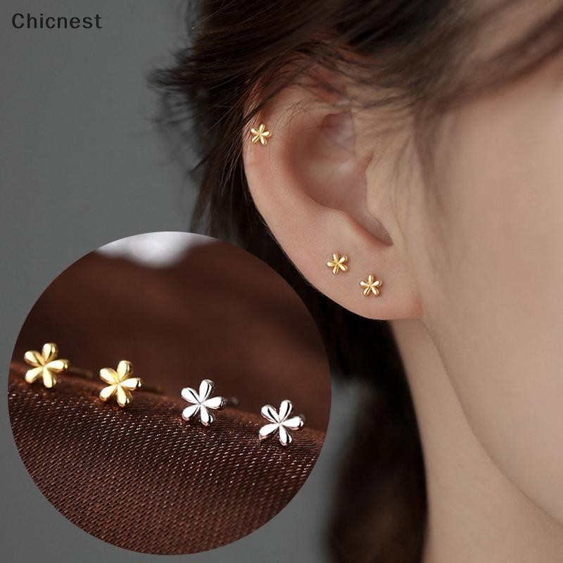 [Chicnest] 1คู่ทอง ความเรียบง่าย ต่างหูเงินมินิดอกไม้ขนาดเล็กหูสตั๊ดสําหรับผู้หญิงแฟชั่นต่างหูสตั๊ดเครื่องประดับของขวัญวันเกิดบูติก