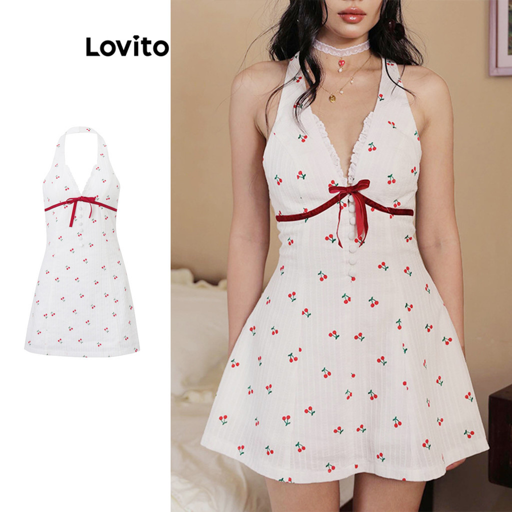 Lovito ชุดเดรสลำลองลายธรรมดาสำหรับผู้หญิง LNA71510