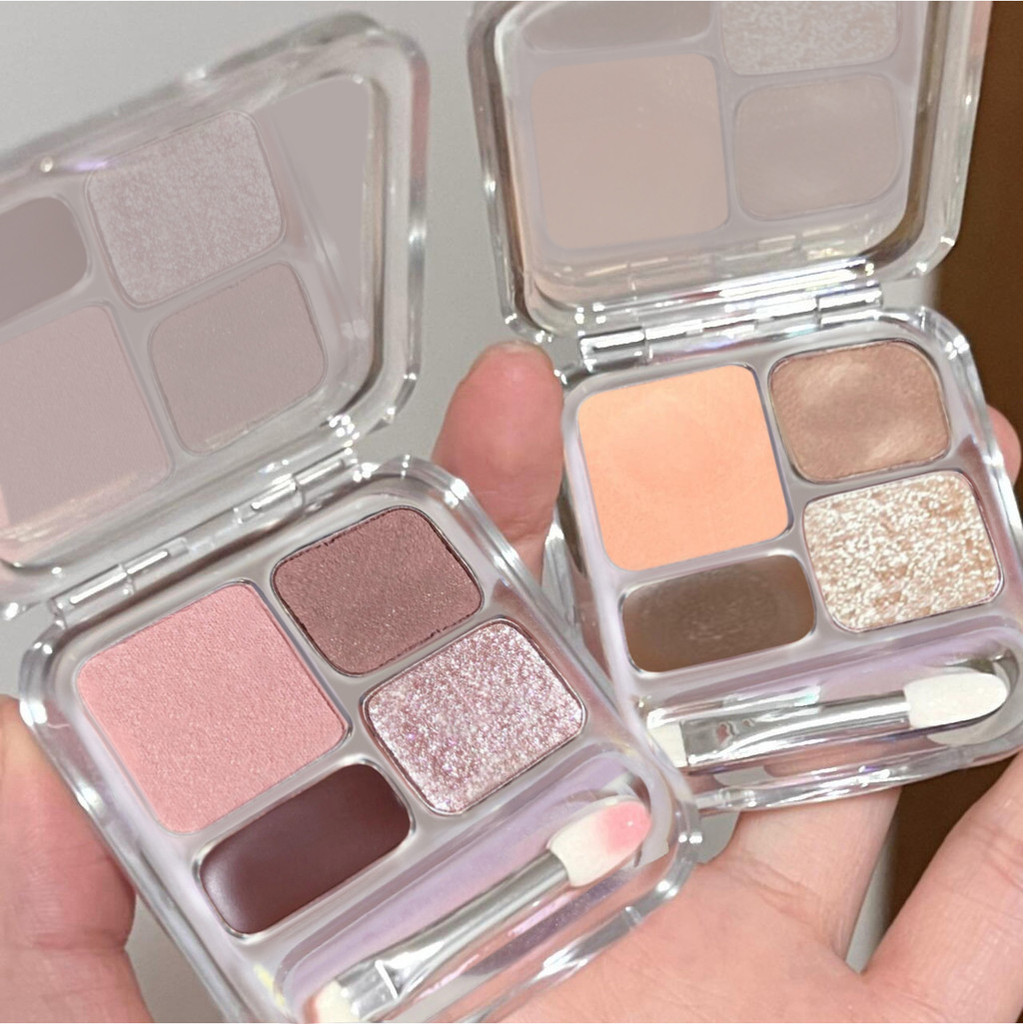 พาเลทอายแชโดว์ 4 สีสไตล์เกาหลี อายไลเนอร์ อายแชโดว์เนื้อแมตต์ ไฮไลท์ สว่างใส ติดทนนาน พาเลทอายแชโดว์ออลอินวัน