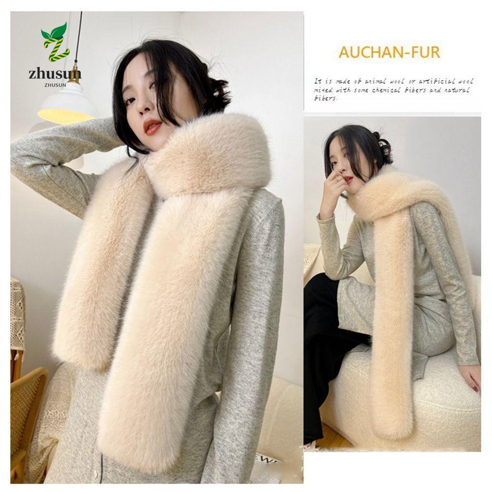 Zhusun Luxury Wraps ผ้าคลุมไหล่, Fluffy Plush หนาปลอมขนสัตว์ยาวผ้าพันคอ,ขนสัตว์ตกแต่ง 6 สี 180 ซม.VINTAGE คออุ่น Muffler สําหรับผู้หญิงผู้ชาย