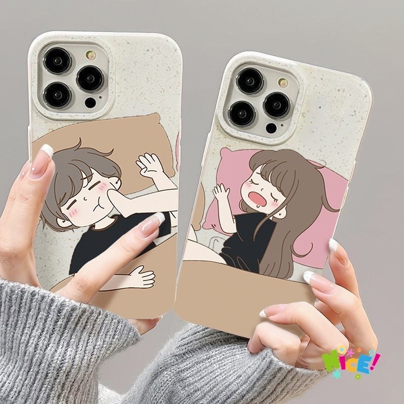 💖Cute Boy and Girl คู่รักกันกระแทกเคส สำหรับ iPhone 17ProMax 16plus 15 14 13pro 12 11ProMax XR -XMK8