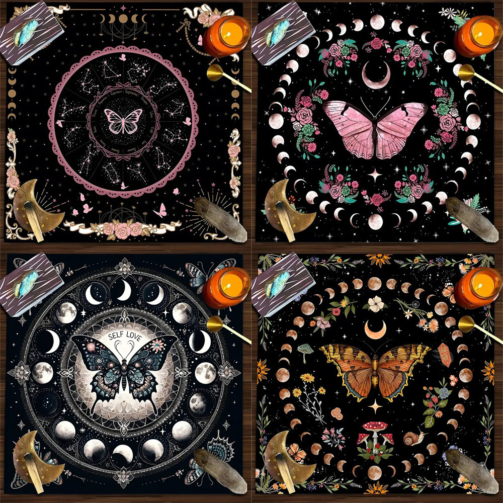 สต็อกขายร้อนใหม่ Xingyue ผีเสื้อไพ่ทาโรต์ผ้าปูโต๊ะไพ่ทาโรต์พิธีเลื่อนไพ่การ์ดผ้าเลื่อนพิเศษสำหรับเกมกระดานพรมสักหลาดหนาพิเศษบริการที่มีคุณภาพ