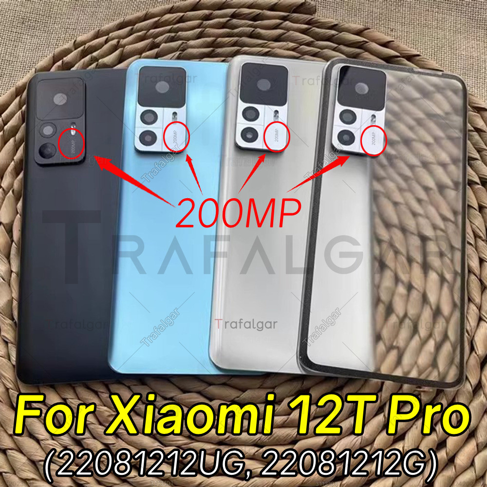 ฝาหลังแบตเตอรี่สําหรับ Xiaomi 12T Pro 5G 200MP ด้านหลังแผงประตูเปลี่ยน + กาวติดตั้งล่วงหน้า 22081212อั๊กจี 22081212จีจี
