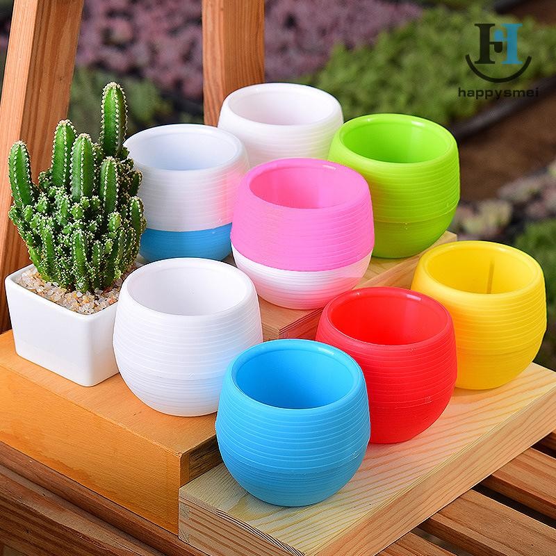 [GA] 6 แพ็คเกจดอกไม้ POTS Stone POTS Multi-color เสริมหม้อพลาสติกเรซินหนา [TH]