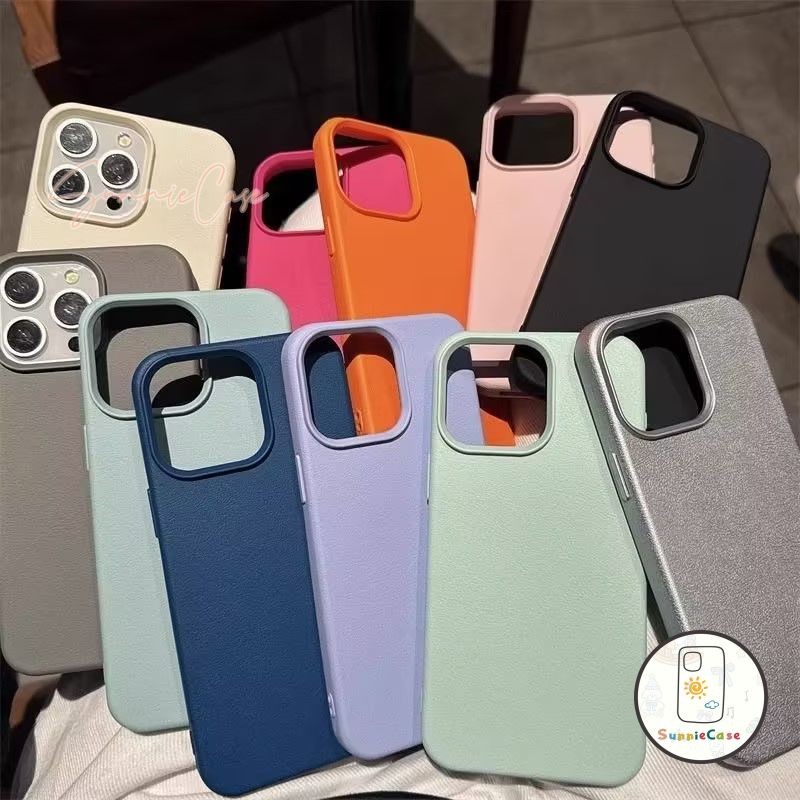 เรียบง่าย สีพื้น เคสไอโฟน11 สำหรับ IPhone 17 11 12 16 13 14 Pro Max XS XR X 8Plus 7Plus Max 7 14 8 Plus  หนังนิ่มลายไม้