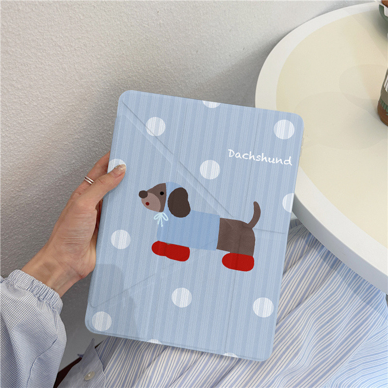 การ์ตูน Dachshund ipad10th Generation เคสแท็บเล็ต Air6/5 iPad MINI7/6 กันกระแทก 10.9 เคส iPad air6 ไ