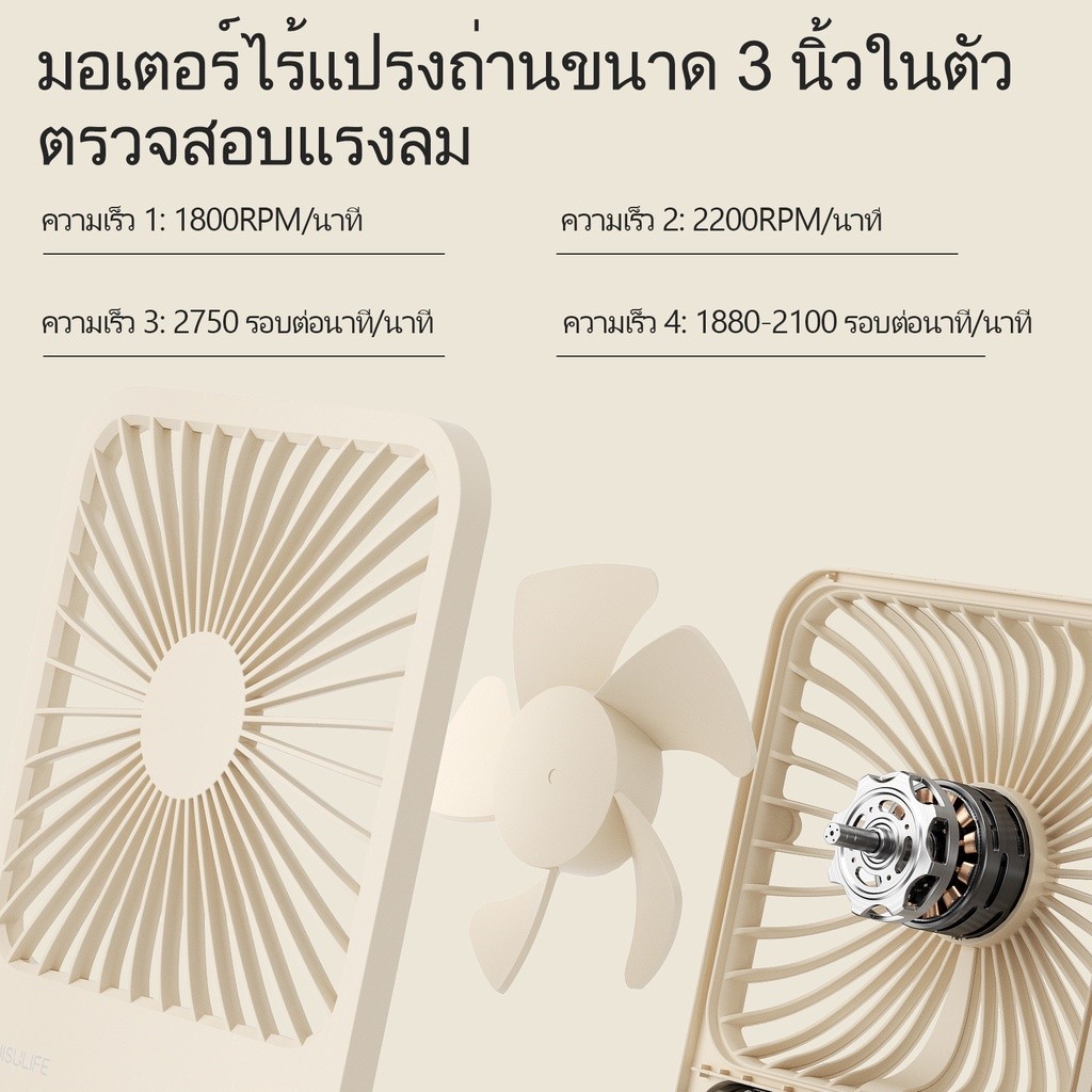 JisuLife Table Fan Life1 พัดลมพกพา พัดลมตั้งโต๊ะ ขนาดเล็ก USB ชาร์จ 4500 mAh ลมแรง แบตเตอรี่ขนาดเล็ก สำหรับหอพัก สำนักงาน กลางแจ้ง ราคา ถูกที่สุด ดีลบีเคเค แกลเลอรีภาพที่ 3
