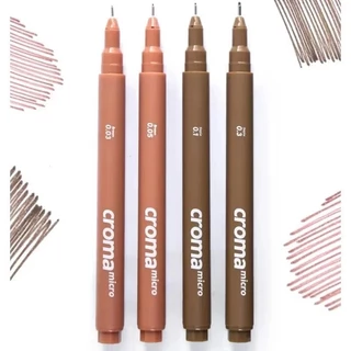 Croma Micro Fineliner Art ปากกาประดิษฐ์ตัวอักษรชุดเข็มนุ่มเคล็ดลับศิลปินวาด Sketching สีดํา/สีน้ําตาล/ผิว