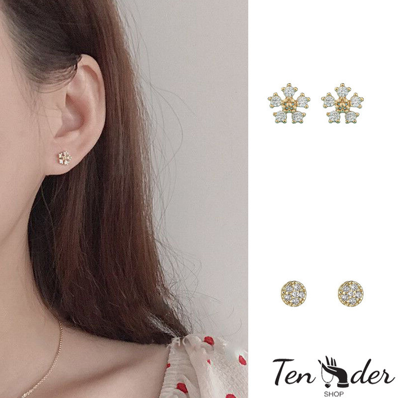 COD-ส่งเร็วจากไทย🎀ต่างหูเพชรคริสตัลไทเทเนียมเหล็ก S925 สำหรับผู้หญิง-Tender
