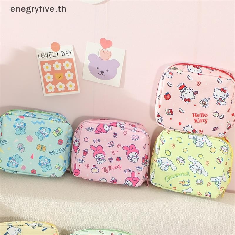 SANRIO เช่น การ์ตูนน่ารัก ซานริโอ กระเป๋าเครื่องสําอางความจุขนาดใหญ่กระเป๋าผ้าอนามัยแบบพกพากระเป๋าจิปาถะถุงเก็บสาวแฟชั่นกระเป๋าใส่เหรียญของขวัญ .