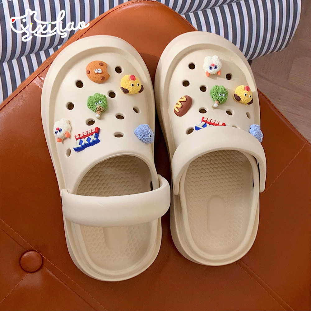Xitiao Girls Summer Casual Cute Cartoon Little Monster EVA Soft-Soled Hole Shoes