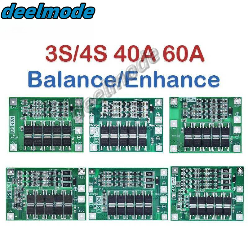 3S/4S 40A 60A Li-ion แบตเตอรี่ลิเธียม Charger ป้องกัน 18650 BMS สําหรับมอเตอร์เจาะ 11.1V 12.6 V/14.8 V 16.8 V เสริม/Balance