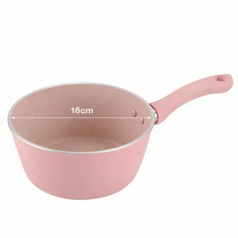 หม้อมินิ16cm. เคลือบเทฟล่อนป้องกันการติดหม้อ สำหรับต้มโจ๊ก ต้มมาม่า อาหารมื้อเบาๆ