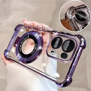 Oppo Reno 14F 2025 ปลอกอ่อนสําหรับ Oppo Reno 14 13 Pro 13Pro 13F Reno14Pro Reno15F 4G 5G Clear Jelly กันกระแทกพร้อมขาตั้งแม่เหล็กผู้ถือหนาถุงลมนิรภัยกันชนฝาครอบโทรศัพท์