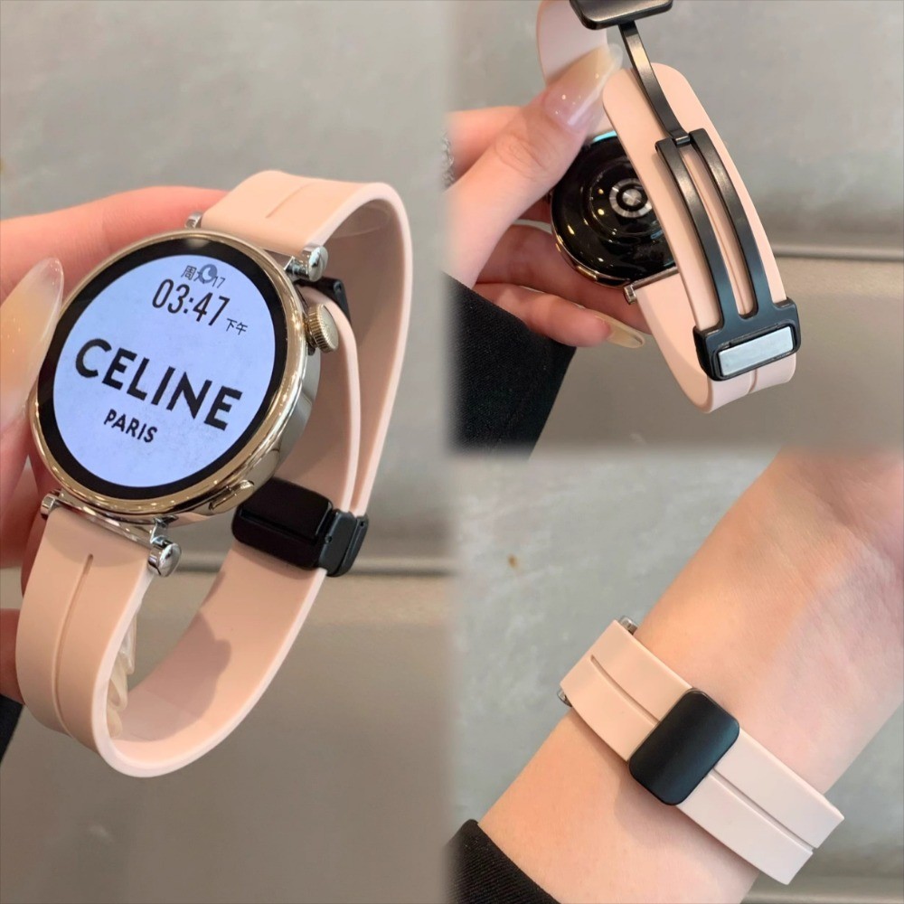 18/20/22 มม.ซิลิโคนแม่เหล็กสําหรับ HUAWEI WATCH GT7 6 5 4 Pro 41 มม.42 มม.46 มม.สร้อยข้อมือสําหรับ Amazfit Active2/GTR5/GTS 4 3 2 สาย