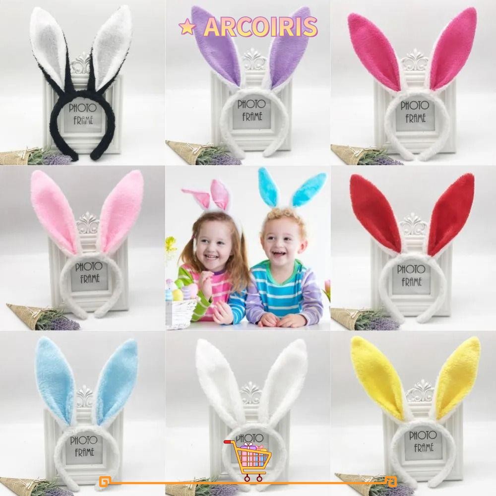 ARCOIRIS อีสเตอร์หัว Hoop, น่ารักสีสันกระต่ายหู Plush Easter Headbands, การถ่ายภาพ Props เครื่องแต่งกาย Props อุปกรณ์เสริมผมผู้ใหญ่เด็ก Masquerade Tiara ผู้ใหญ่เด็ก