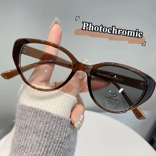 แว่นสายตาสั้น โฟโตโครมิค 0°~-400° แว่นกันแดด ฟิลเตอร์แสงสีฟ้า กล่อง ยูนิเซ็กส์ 309