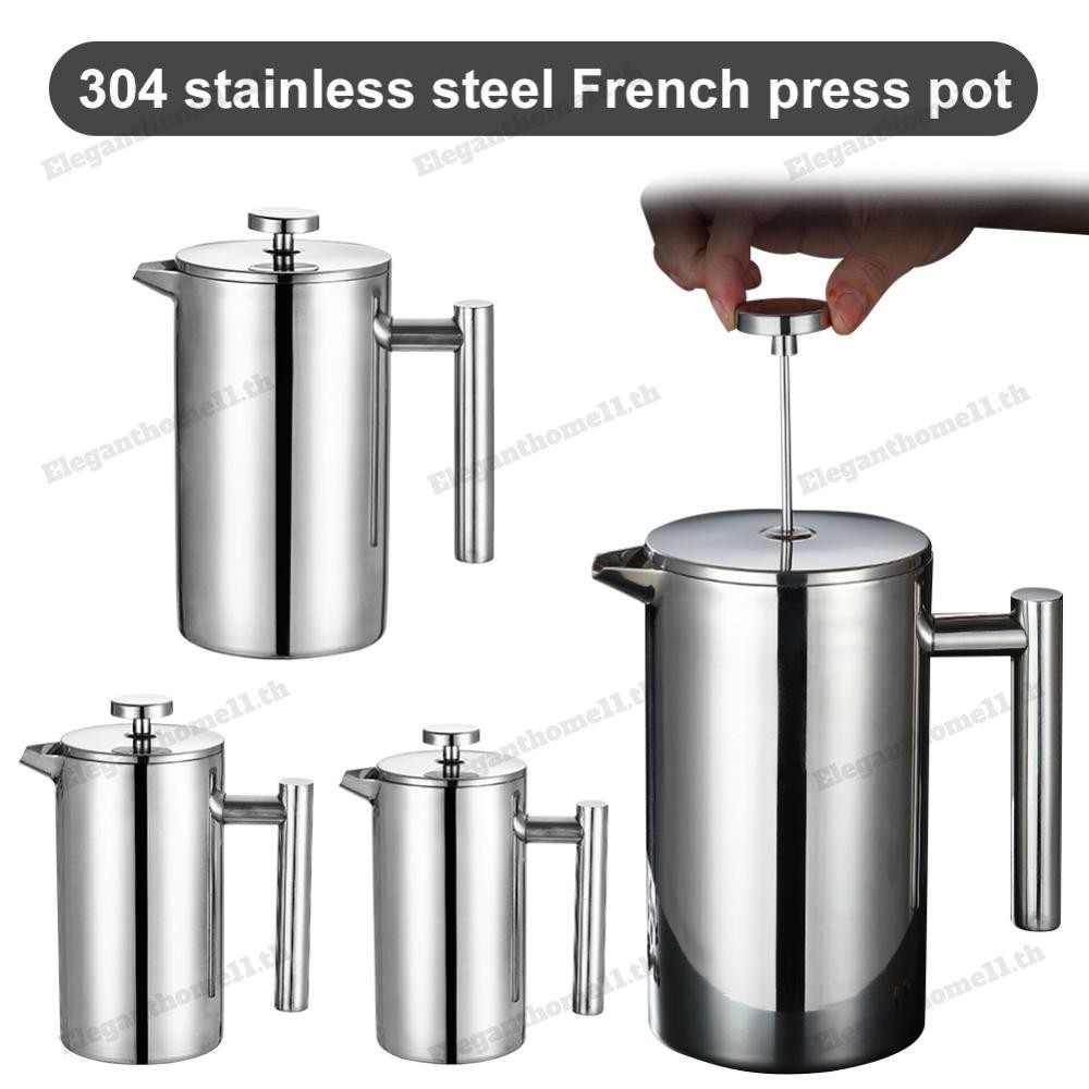 🚚สต็อกพร้อมในกรุงเทพ🚚 French Press เครื่องชงกาแฟแบบเฟรนช์เพรสสแตนเลส 350/800/1000ML เครื่องชงกาแฟแบบมีฉนวนพร้อมไมโครฟิลเตอร์ เครื่องชงชาแบบเฟรนช์เพรส