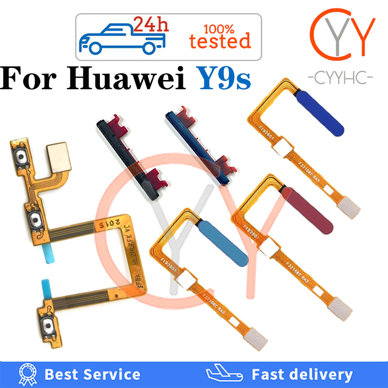 พร้อมฟังก์ชั่นลายนิ้วมือสําหรับ Huawei Y9s ปุ่มบ้านเครื่องสแกนลายนิ้วมือเซ็นเซอร์กลับปุ่มปรับระดับเสียงสวิตช์ไฟเปิดปุ่ม Flex Cable