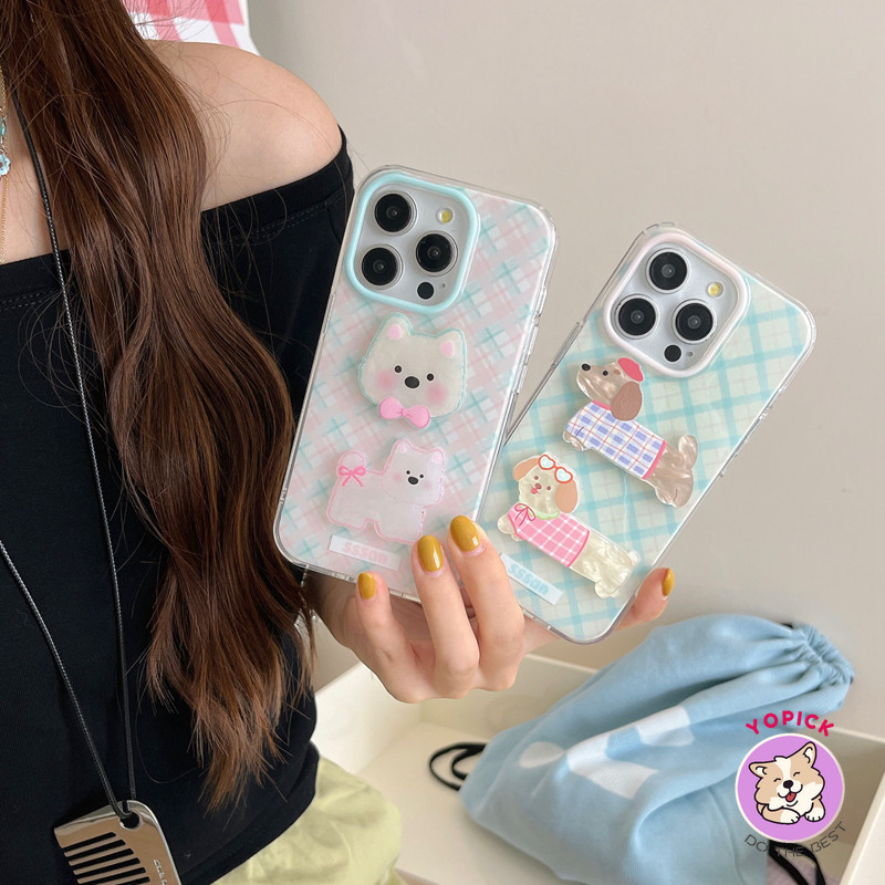 เพชรรูปหมากรุกสุนัขเคสโทรศัพท์สําหรับiPhone 11 12Pro 13 14Plus 15Pro Max 16Plus 16Pro XR XS Max 7 8PlusสาวAnti Dropแฟชั่นกรณีฤดูร้อนBB