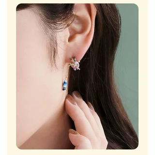 [Littlefish] ต่างหูอสมมาตรสำหรับตกปลาแมวสบายๆต่างหูแปลกๆเฉพาะกลุ่ม-X