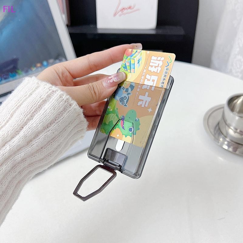 FIL แม่เหล็กใสผู้ถือบัตรกระเป๋าสตางค์สําหรับ Magsafe IPhone 16 15 14 13 Pro Max พับที่วางโทรศัพท์ Macsafe ช่องใส่การ์ดกระเป๋า OP